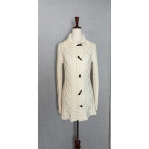 L.L.Bean Cream Cable Knit Cardigan with Toggle Button Closure
Size Small